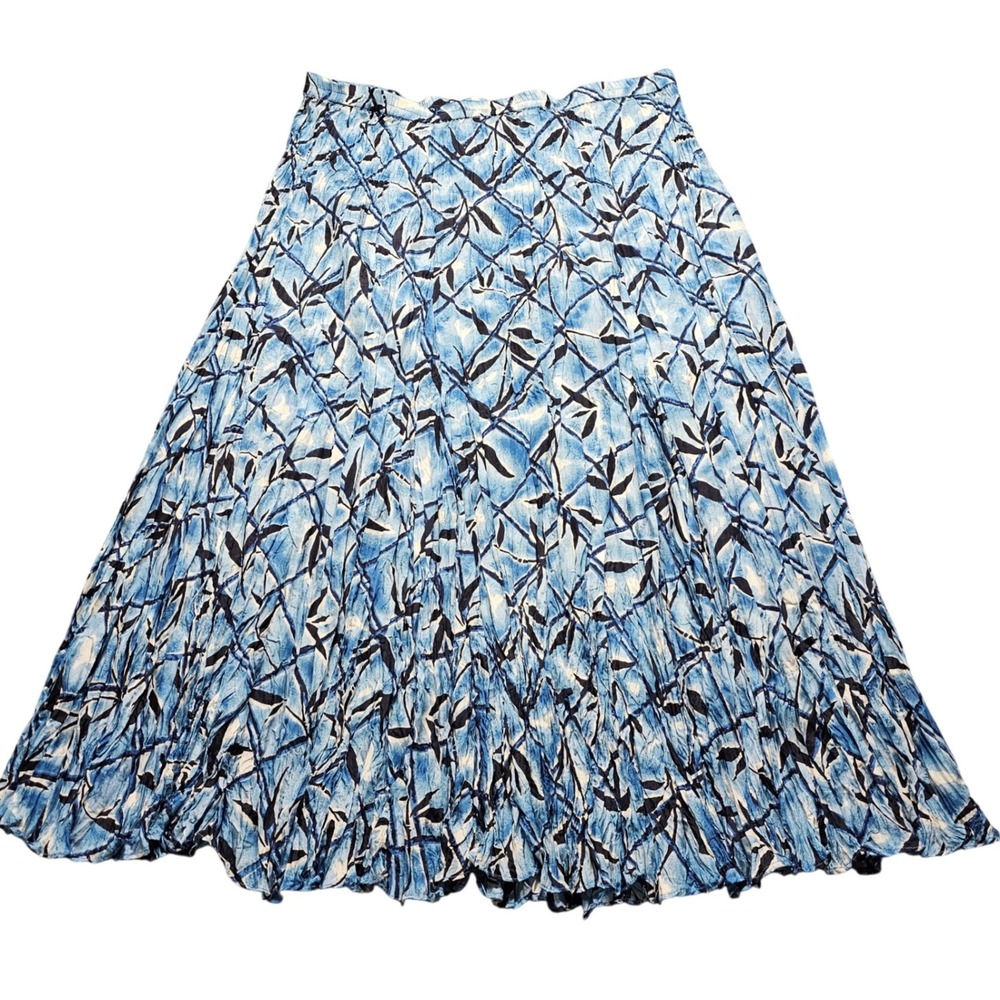 John Paul Richard Maxi Skirt Womens L Silk Broomstick Blue Abstract EUC